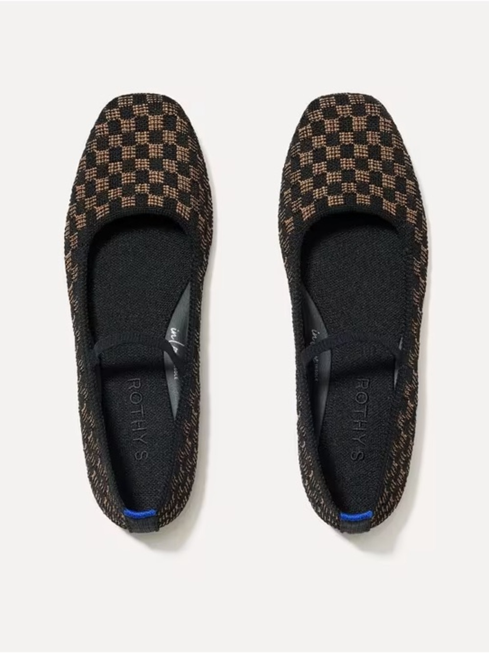 Rothy's Men's Black and Brown Checker Knit Slip-Ons